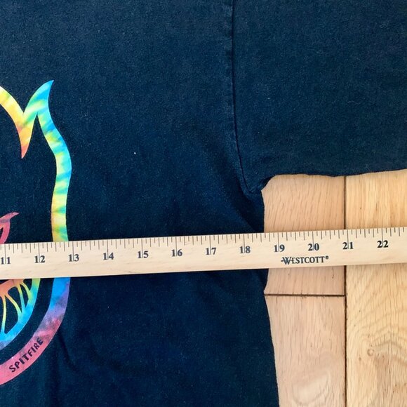 Vintage Y2K Spitfire Tshirt Men’s Medium Black Fire Logo Face Skating Biking - Picture 4 of 5